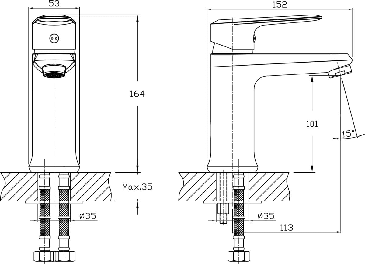 Схема смеситель для раковины Rush Devon DE7535-11