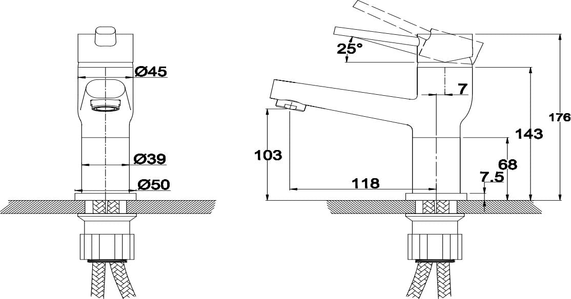 Схема смеситель для раковины Kaiser Indivi 49011