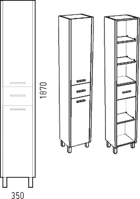 Схема шкаф-пенал Corozo Верона 35 антик SD-00000369