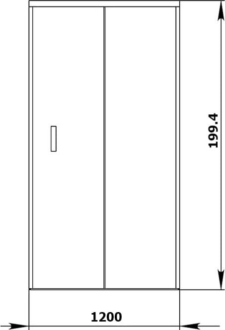Схема душевая дверь в нишу Aquanet Alfa NAA6121 1200х2000 стекло прозрачное, профиль хром 00168420