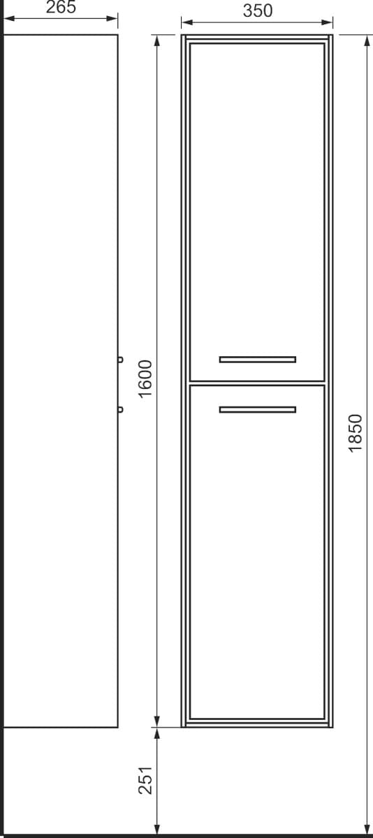 Схема шкаф-пенал Raval Frame 160 белый, дуб сонома Fra.04.160/P/W-DS