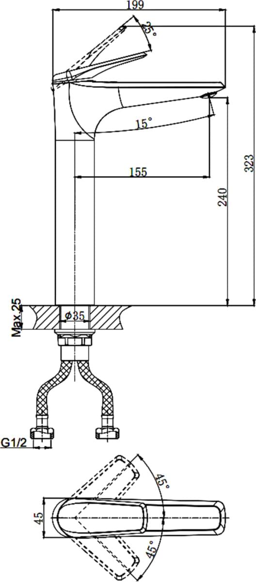 Схема смеситель Rush Nevis NE1735-11brоnze для раковины