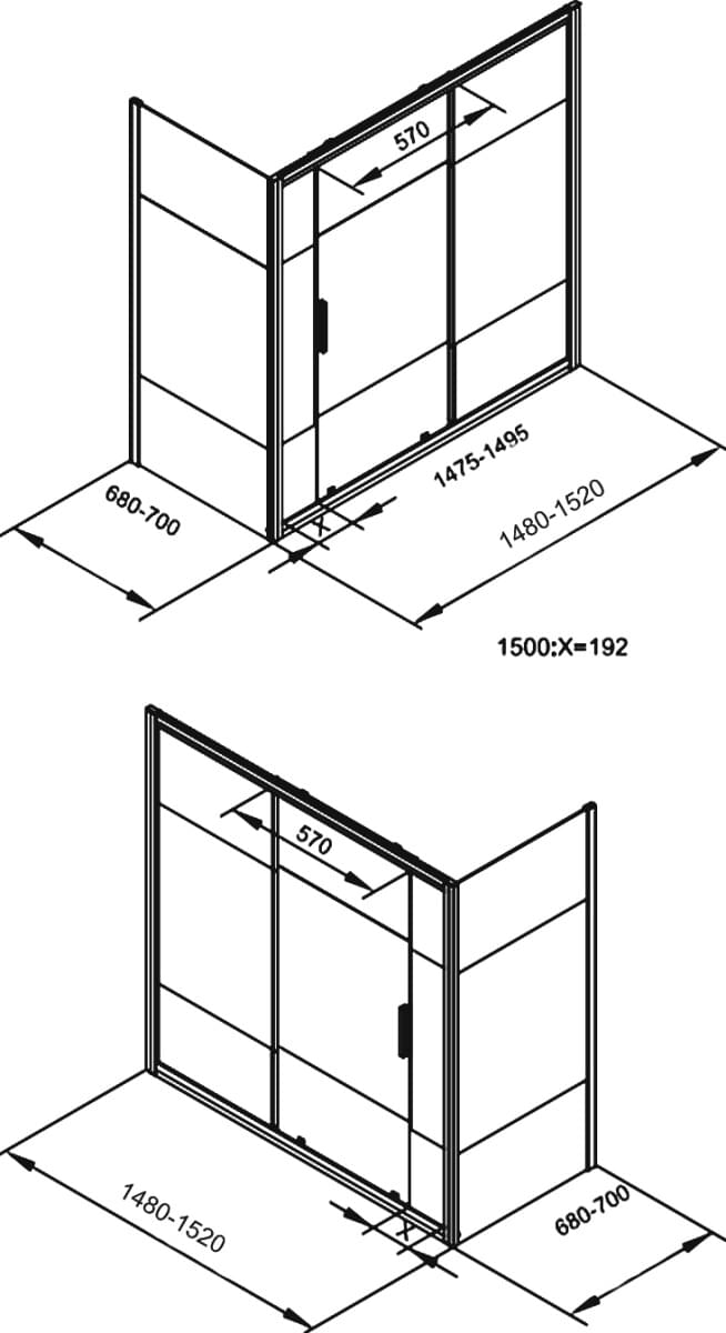 Схема шторка на ванну Aquanet Practic 150x70