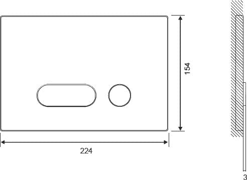 Схема кнопка смыва Cersanit Intera P-BU-INT/Blg/Gl стеклянная, черная глянцевая