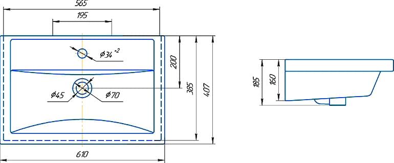 Схема тумба с раковиной Corozo Айрон 60 SD-00000399