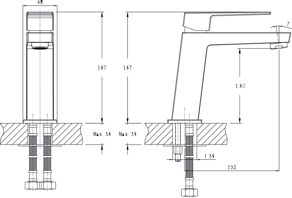 Схема смеситель для раковины Rush Thira TR3625-11