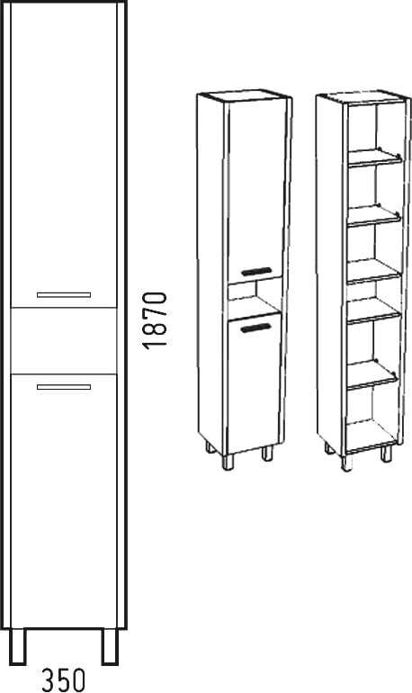 Схема шкаф-пенал Corozo Лорена 35, антик SD-00000304