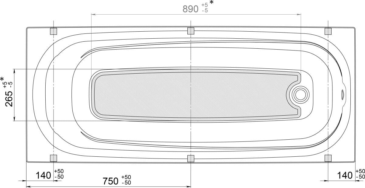 Схема акриловая ванна Triton Стандарт Европа 150x70