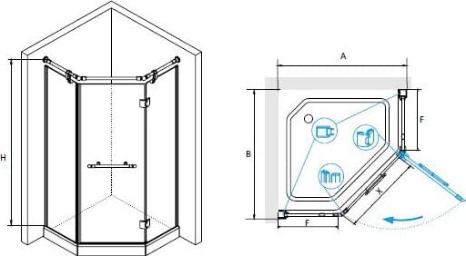 Схема душевой уголок RGW Viscount VI-81 1000х1000х1950 профиль белый 02048100-18