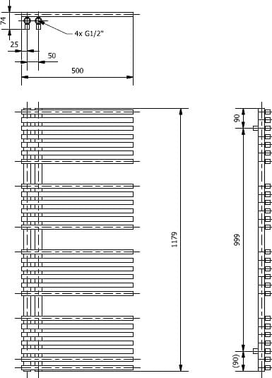 Схема полотенцесушитель электрический Luxrad Typ E 064464 117х50 L, черный, терморегулятор selmo pad