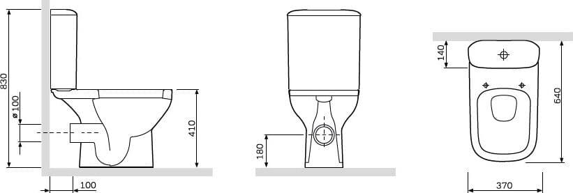 Схема унитаз-компакт AM.PM Like C808607SC с микролифтом