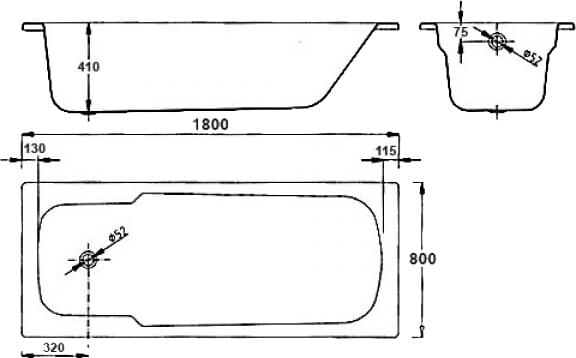 Схема стальная ванна BLB Atlantica B80A handles 180x80