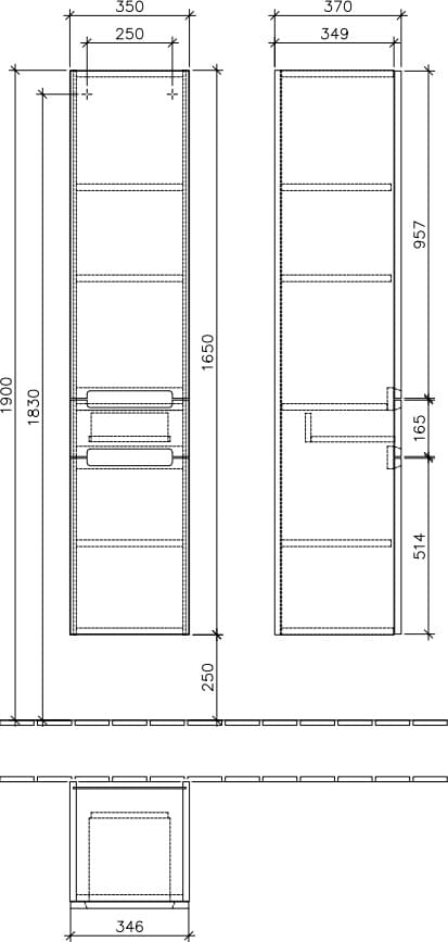 Схема шкаф-пенал Villeroy &amp; Boch Subway 2.0 A70700VH arizona oak L