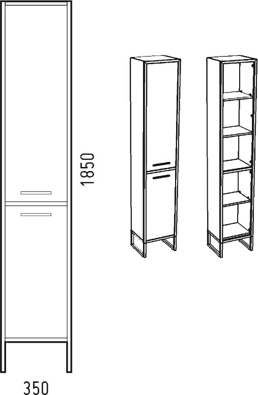 Схема шкаф-пенал Corozo Айрон черный, антик SD-00000387