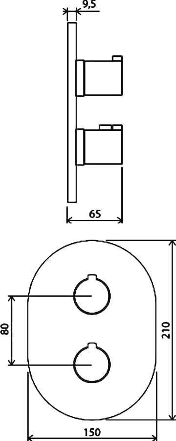 Схема термостатический смеситель Ravak Chrome CR 067.00 для ванны с душем X070075