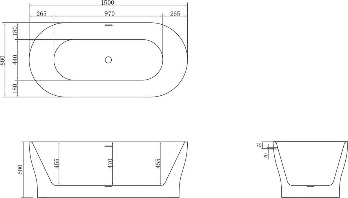 Схема акриловая ванна BelBagno BB405-1500-800 150x80