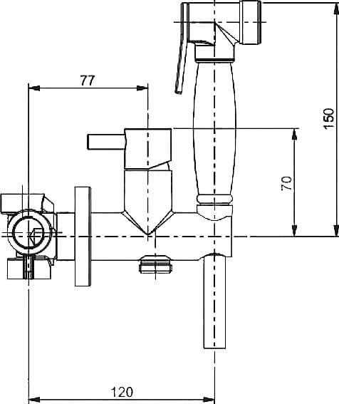 Схема гигиенический душ Webert Elio EL870302980 со смесителем, С ВНУТРЕННЕЙ ЧАСТЬЮ