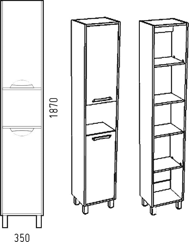 Схема шкаф-пенал Corozo Чикаго 35, бетон SD-00000307