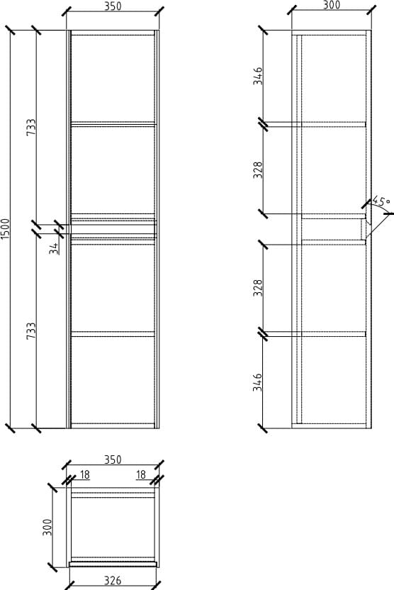 Схема шкаф-пенал BelBagno Pietra 150 stone, универсальный PIETRA-1500-2A-SC-PT