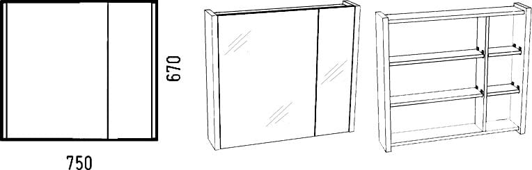 Схема мебель для ванной Corozo Верона 75 лайн SD-00000348