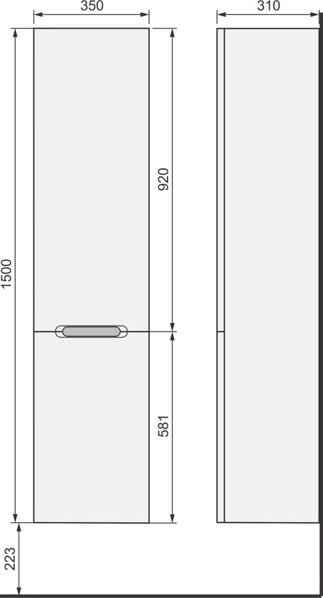 Схема шкаф-пенал Jorno Modul 150 Mоl.04.150/P/W