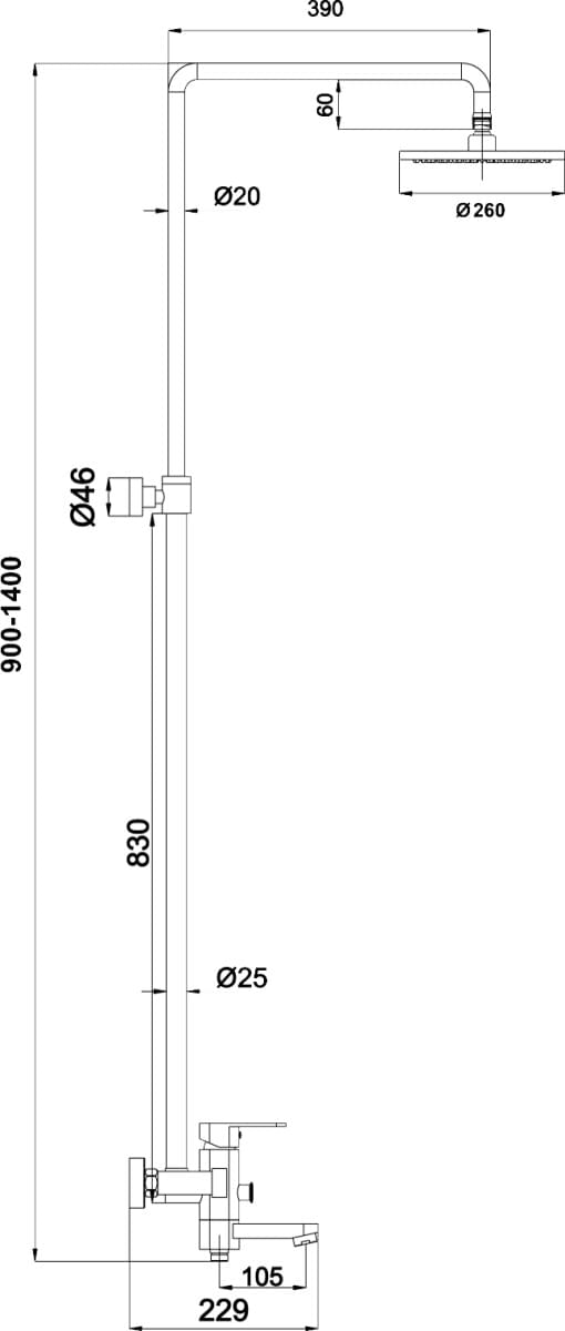 Схема душевая стойка Timo Beverly SX-1060/03