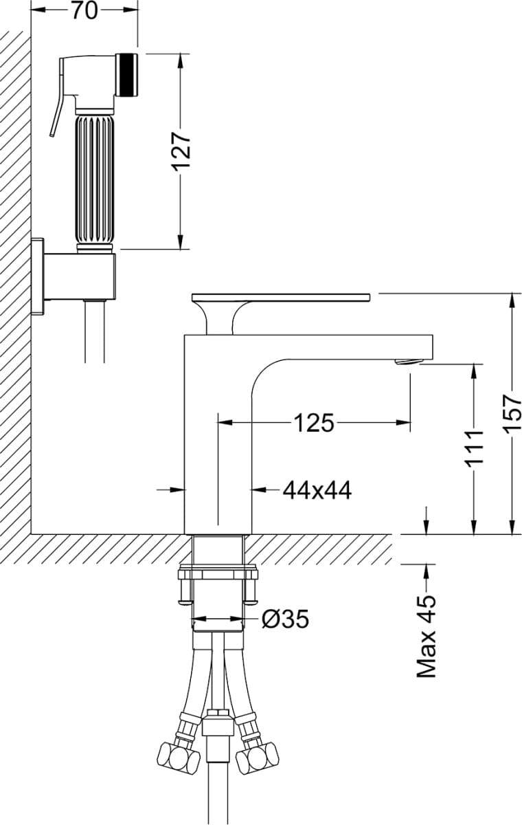 Схема смеситель для раковины Timo Torne 4360/03G с гигиеническим душем