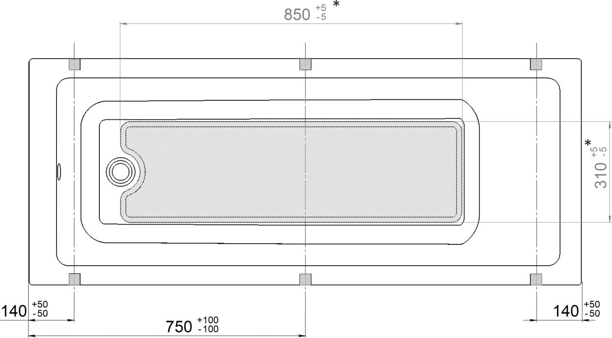 Схема акриловая ванна Triton Аура 150x70