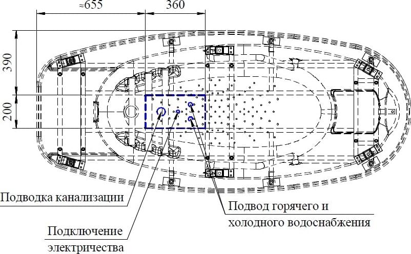 Схема акриловая ванна Radomir Парма медицинская 1-06-0-0-0-137