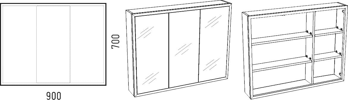 Схема зеркало-шкаф Corozo Айрон 90, черный, антик SD-00000282