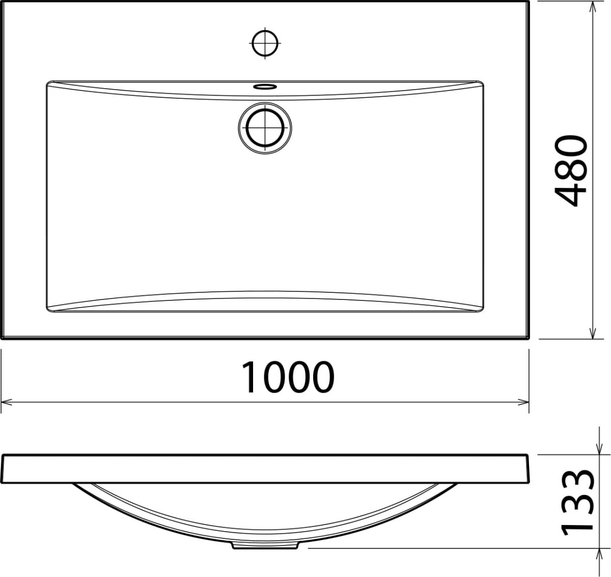 Схема тумба с раковиной 1MarKa Этюд 100П белый глянец