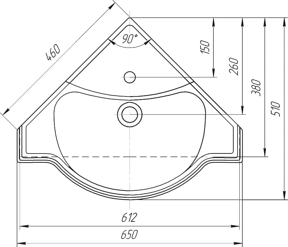 Схема тумба с раковиной Corozo Классика 65 угловая SD-00000316