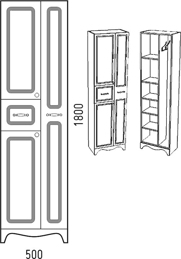 Схема шкаф-пенал Corozo Классика 50 SD-00000337