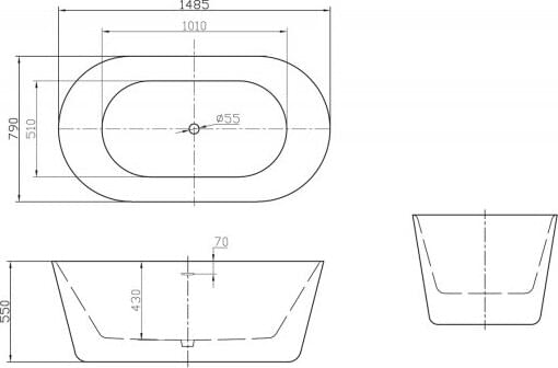 Схема акриловая ванна BelBagno BB306-1485 150x80