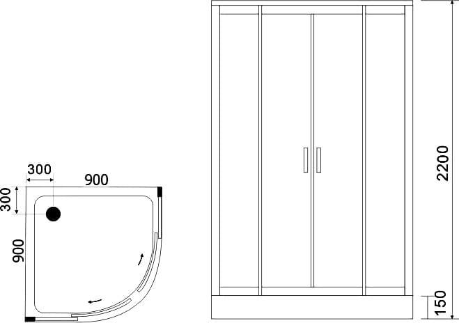 Схема душевая кабина Black&amp;White Galaxy G5501 900 5501900