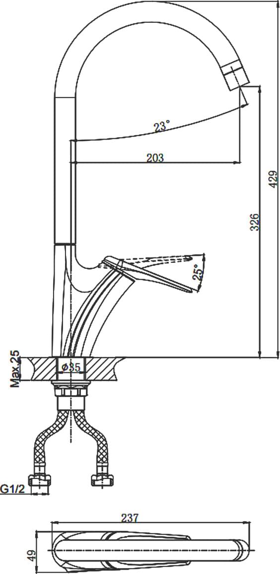Схема смеситель Rush Nevis NE1735-22 для кухонной мойки