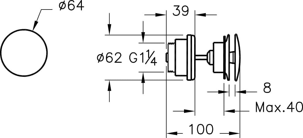 Схема донный клапан для раковины VitrA Origin A4514926 медный