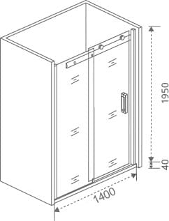 Схема душевая дверь в нишу Good Door Galaxy WTW-140-C-B профиль черный ГЛ00015