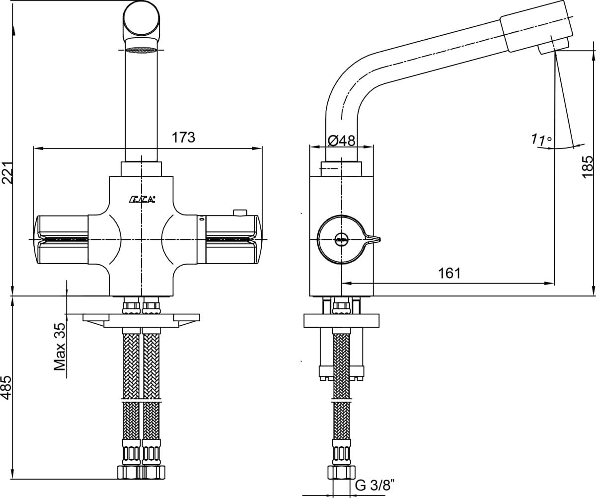Схема термостат E.C.A. Thermostatic 102108730EX для раковины