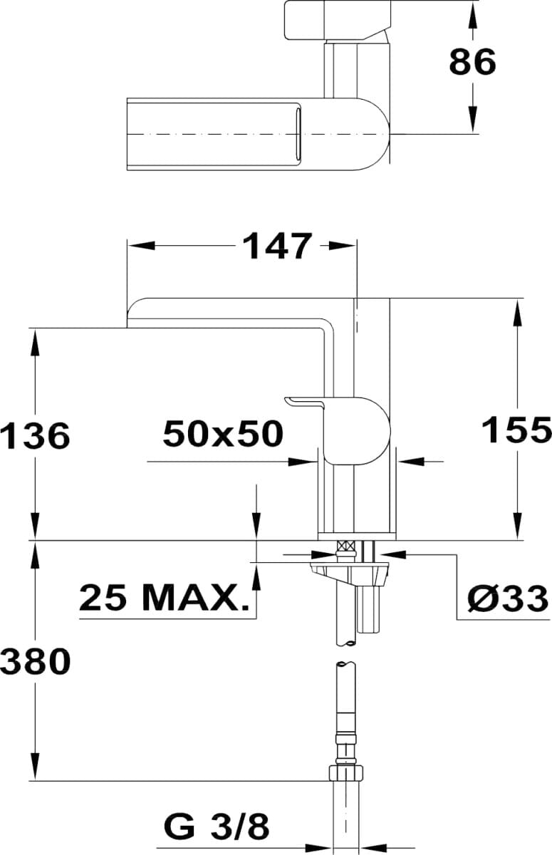 Схема смеситель TEKA Formentera 623310200 для раковины 623310210