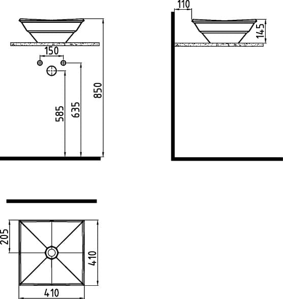 Схема раковина Bien Kristal 70LG041B1 KRLG04101FD0W3000
