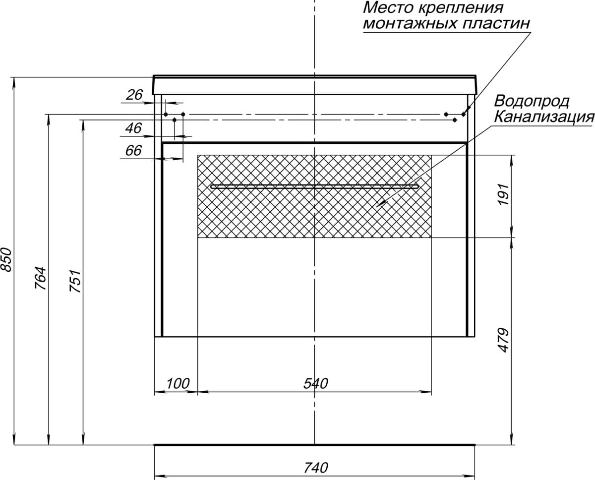 Схема тумба с раковиной Aquanet Августа 75 белая 210028