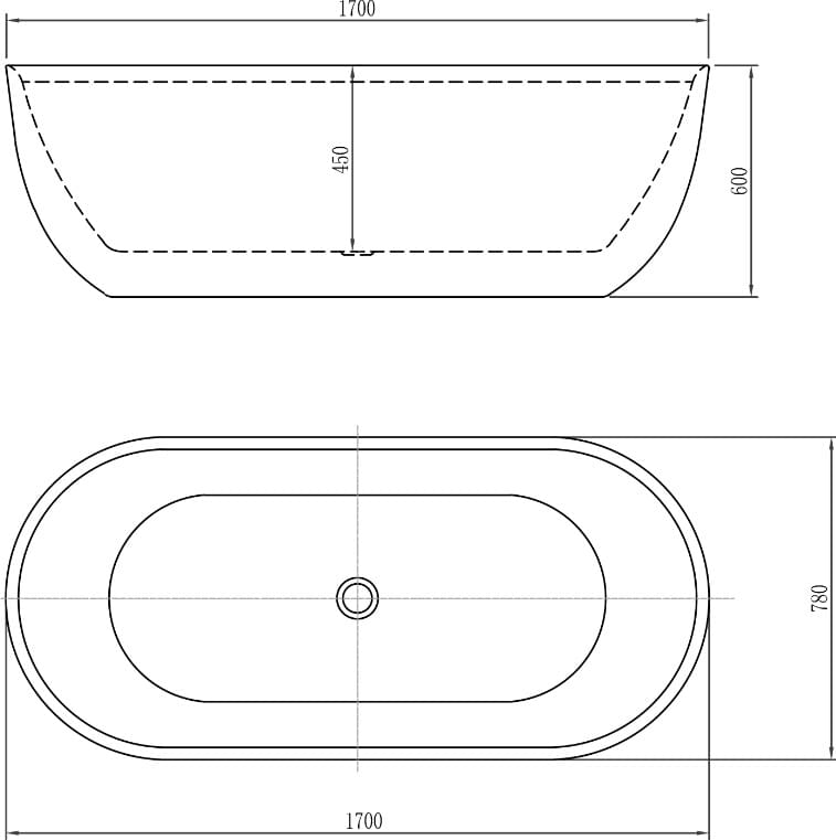 Схема акриловая ванна Aquanet Delight 208600 170x80