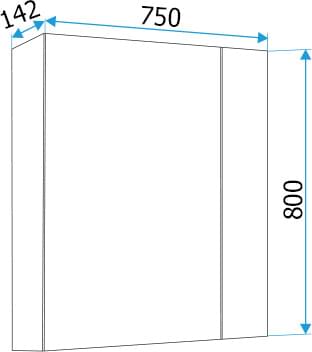 Схема зеркало-шкаф 1MarKa Соната 75 белый глянец У29559
