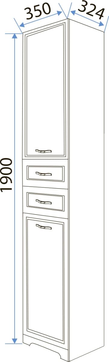 Схема шкаф-пенал 1MarKa Прованс 35Н белый глянец У59770