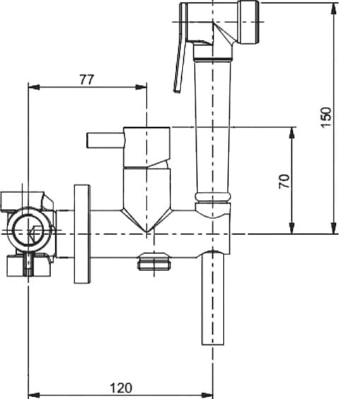 Схема гигиенический душ Webert Elio EL870301980 со смесителем, С ВНУТРЕННЕЙ ЧАСТЬЮ