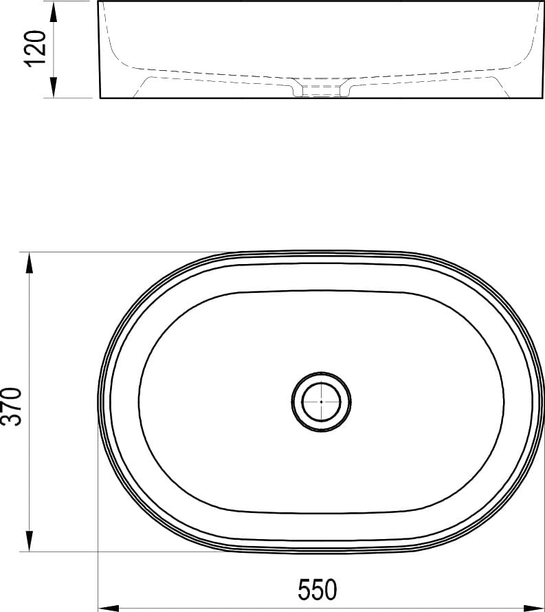 Xjx01155001 раковина на столешницу ceramic 550 o slim 55x37x12 белый