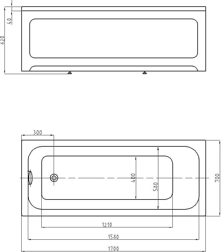 Схема акриловая ванна Акватек Мия 170x70