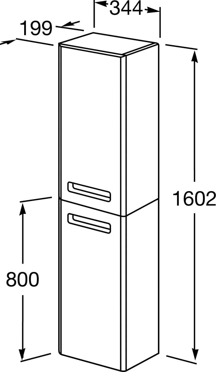 Схема шкаф-пенал Roca Gap L белый глянец ZRU9302884