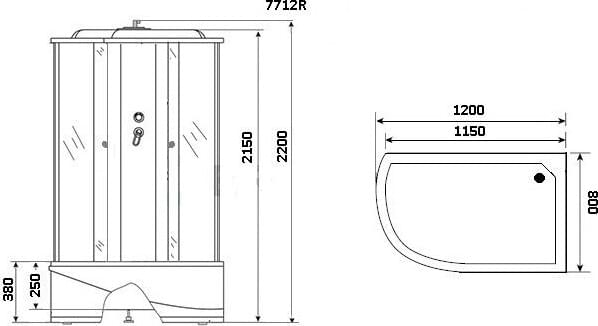 Схема душевая кабина Niagara Lux 7712WR хром, металлик
